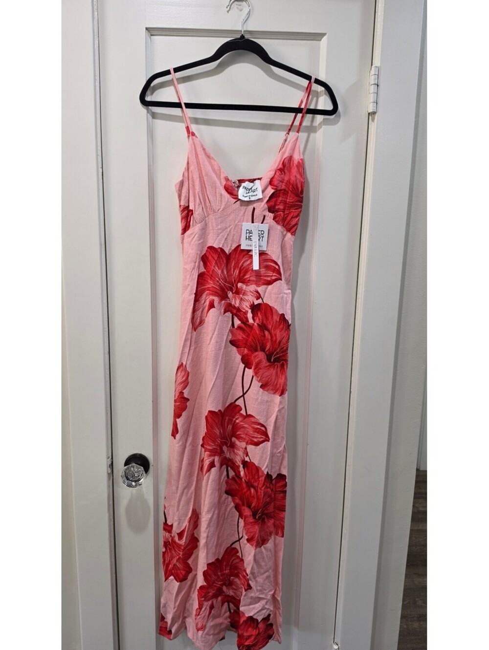 Paper Heart Coral Linen Blend Maxi Dress Size Small